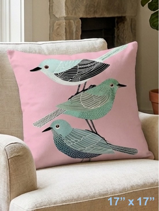 Three Birds Print Cushion & Filler